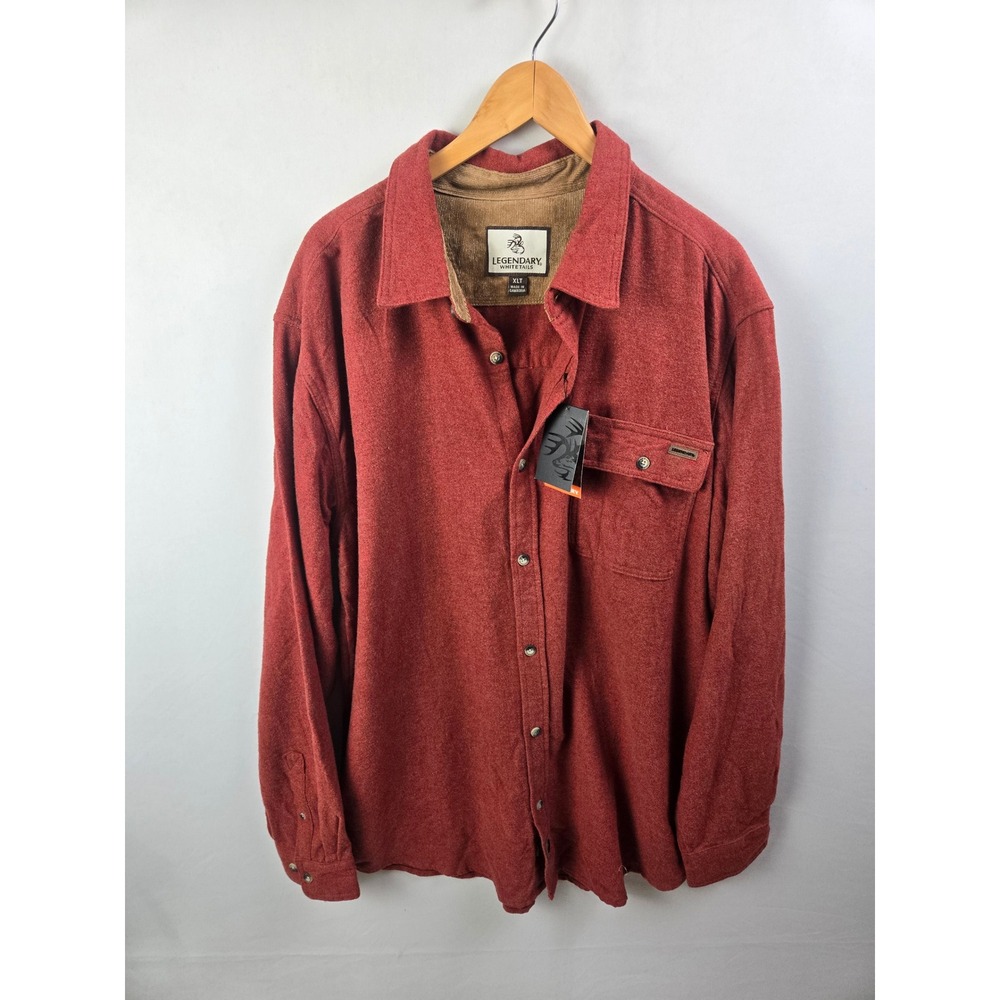 Legendary Whitetails Buck Camp Flannel Shirt Mens XLT Red Outdoor Hunting Cabin
